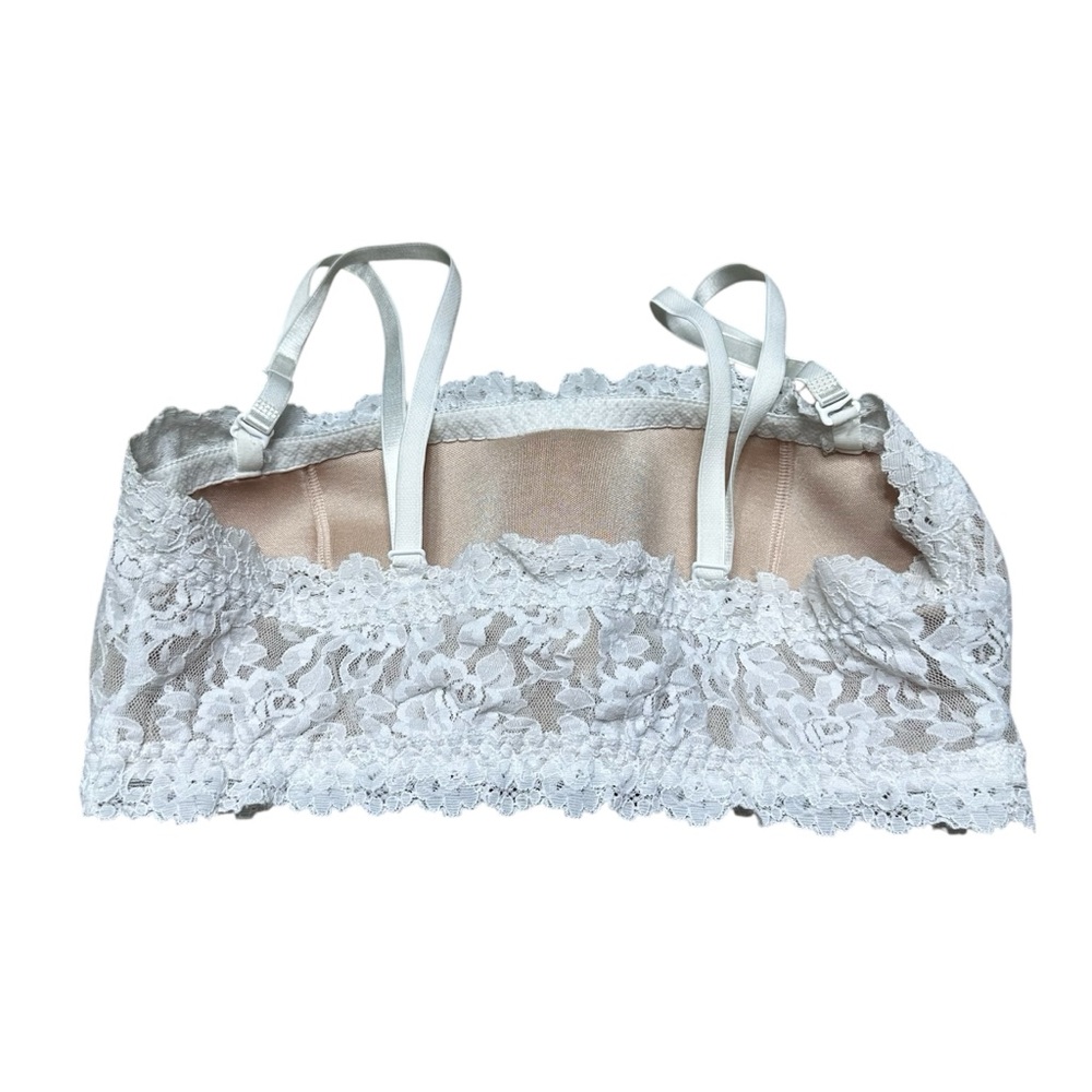 Hanky Panky White Spacer Bandeau Padded Lace Bralette Size Medium Sexy Bra - Picture 3 of 7